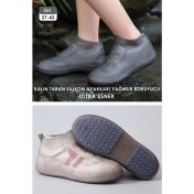 Resim Technojet Ultra Esnek Silikon Yağmur Koruyucu Ayakkabı Kılıfı Taban Takviye Kaymaz Su Kir Geçirmez Gri L 37-42 