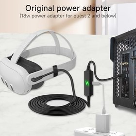 Resim Meta Quest 3 ile Uyumlu Bağlantı Kablosu, Sınırsız Çalma Süresi, 16ft USB A'dan USB C'ye Şarj Kablosu Oculus Quest 2/Pico VR Kulaklık ve PC Bağlantısı için Uygun 