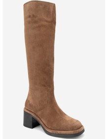 Resim Luvishoes Luvi Shoes Fros Taba Süet Hakiki Deri Kadın Kalın Topuklu Çizme Taba 