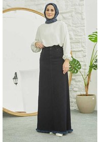 Resim 2252-denim Eteği Püsküllü Etek Lacivert Lacivert 