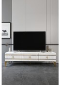 Resim 180 CM KORDON MDF MEBRAN KAPAK BEYAZ GOLD 