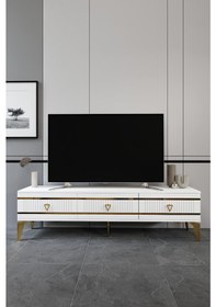 Resim 180 CM KORDON MDF MEBRAN KAPAK BEYAZ GOLD 