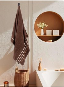 Resim Banyo Havlusu Tekli Pamuk Bale Kahve 