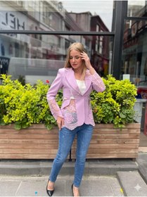 Resim Estilo Fashion Kadın Blazer Ceket dantel Detaylı 