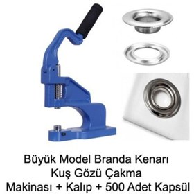 Resim İşkur Makina Branda Kenarı Orta Boy Tulumba El Presi Kuş Gözü Çakma Makinası 500 Adet Kapsül 