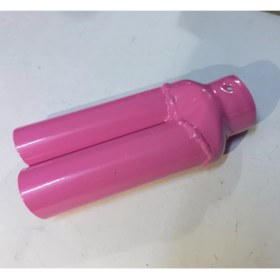 Resim Şeker Pembe Minik Çiftli Kesik Eşit Nikelaj Egzoz Ucu Eksoz Vidalı 