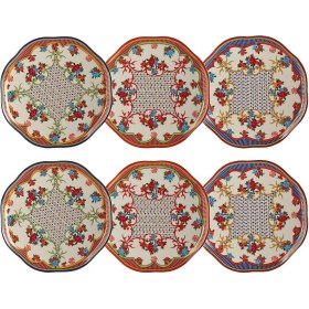 Resim LuckyArt Lucky Art Fiora Bone 27 cm 6'lı Tabak Seti 