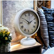 Resim Beyaz Metal Ofis Salon Otel Masa Saati 25*20 cm Y5 