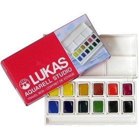 Resim Lukas Sulu Boya Takımı Tablet 12 Renk Yarım Tablet 