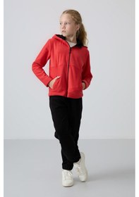 Resim Tommy Life Fiesta Kalın Yumuşak Dokulu Standart Fit Nakışlı Polar Kız Çocuk Sweatshirt - 75152 Kırmızı 