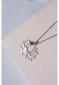 Resim Nazar Boncuklu Lotus 925 Ayar Gümüş Çiçeği-1797 