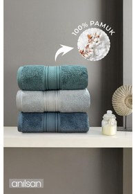 Resim %100 Pamuk 3'lü El Havlusu Seti - 50x90 Cm, %100 Pamuk, Spa Ve Otel Havlusu, Günlük Kullanıma Uygunsu, Günlük Kullanıma Uygun 