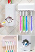 Resim new and single Diş Macunu Sıkacağı 5'li Fırça Tutucu Diş Macunu Sıkma Makinesi Fırça Tutucu Banyo Diş Fırçalığı 