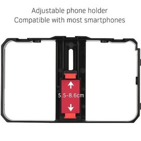 Resim Pazly Taşınabilir Akıllı Telefon Video Sabitleyici, 3 Soğuk Ayakkabı Bağlantılı, Hafif, Pratik, Geniş Telefon Tutucu 