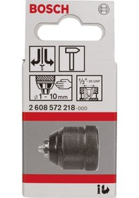 Resim Bosch "1-10 mm - 1/2""-20 Anahtarsız Mandren - 2608572218 