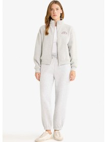 Resim Defacto Basic Düz Cepli Beli Bağcıklı Kalın Jogger Eşofman Altı F9622ax25augr93 Gri 