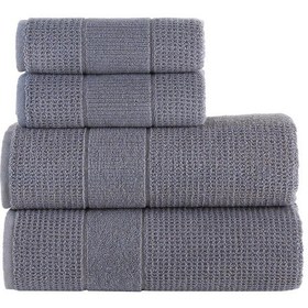 Resim Maisonart Royal 50x90 70x140 Cm 4'lü Banyo Havlu Seti, %100 Pamuklu Havlu Takımı Antrasit 