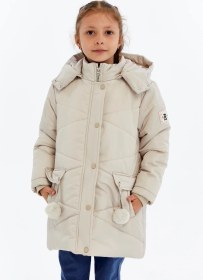 Resim Benitto Kids Kapüşonlu Kışlık Ponpon Detaylı Kız Çocuk Kaban 51354 Ekru 
