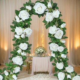 Resim 2 adet Zarif Beyaz Gül Yapay Çelenk - İncelikli Çiçekler ve Yapraklarla Zengin Kumaş Çiçek Sarmaları, Düğün Kemerleri, Bahçe Arka Planları, Nişan Törenleri ve Davetler için Mükemmel, Düğünler, Oteller, Bahçeler, Avlular, Fotoğrafçılık için İdeal, İç/Dış Mekan Kullanımı, Düğünler, Anniverserler, Paskalya, Hanuka, Anneler Günü, St. Patrick Günü, Palm Pazartesi, Sevgililer Günü, Düğün Dekorasyonu | Romantik Ortam | Detaylı Çiçek Tasarımı, Düğün Çiçek Süsleri 