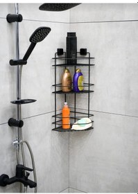 Resim Hagenömür Boyu Paslanmaz Yapışkanlı Banyo Köşeliği Siyah Çok Renkli 