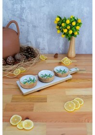 Resim Bambum Kangura - Mango Ağacı 4 Parça Çerezlik Sunumluk Limon Desen Ahşap 