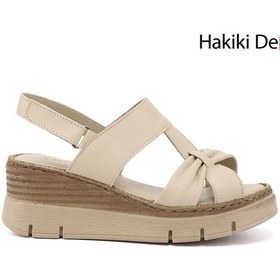Resim Gönderi(R) Gönderi R Kadın Bej Dolgu Topuklu Hakiki Deri Sandalet Dyza72745523 