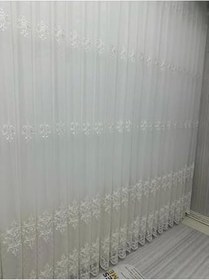 Resim Nivemeshome Roya Altın Işlemeli 5167 1/3 Sık Pileli Tül Perde Apm,Beyaz 100 X 260 