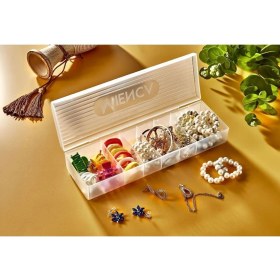 Resim Mediterian Şeffaf 6 Bölmeli Takı ve Yüzük Kutusu, Kapaklı, Çekmeceli, Plastik, 31-49 ml 