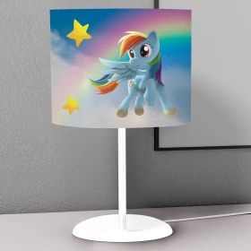 Resim instababyrooms Gökkuşağı Mavi Desenli Çocuk Odası Dijital Baskılı Çocuk Odası Masaüstü Abajur Avize 