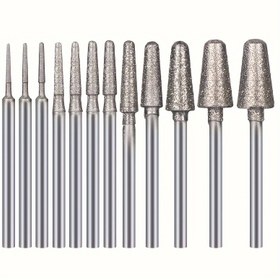 Resim 12 Adet Set, Elmas Taşlama Başlığı Jade Oyma Aracı Elmas Taşlama Başlığı Oyma Parlatma Aracı Taşlama Çubuğu Jade Oyma Taşlama İğnesi 
