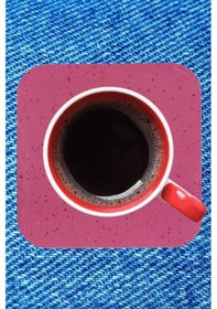 Resim 4 Adet Vişne Çürüğü Renk Kum Desen Ahşap Türk Kahvesi Fincan Çay Kupa Ev Ofis Bardak Altlığı Altlık Vişne 