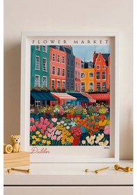 Resim Dublin İrlanda Çerçeveli Tablo Seyahat Severlere Salon Ve Ofis İçin Estetik Duvar Dekoru Travel Flower Market 