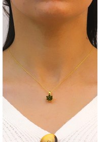 Resim Lotus Çiçeği Yeşim Taşlı Gümüş Kolye (506088358) 