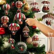 Resim 2D Düz, 12 Parça Ahşap Asılı Süs Seti Hareketli Noel Baba & Sıcak Hava Balonları ile - 2D Düz Yeni Yıl, Sevgililer Günü veya Doğum Günü İçin Kırmızı/Beyaz/Yeşil/Altın Renklerdeki Kalp&Yıldız Şeklinde Zarif Ağaç ve Ev/Açık Alan Süslemeleri ile Askı İplerine Takılarak Kolayca Monte Edilen Dayanıklı Tahta Malzeme Canlı Rengârenktir. Bu üründe ifade dolu yüzlü balon-stili süs eşyalar, şekerleme ağacı asma dekorasyonları, 