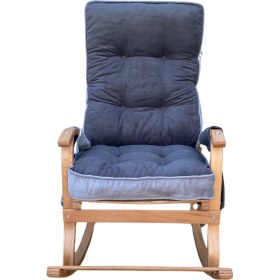 Resim Mobil Deco Ceviz Sultan Lüx Ahşap Çift Minderli Çift Cepli Sallanan Sandalye Gri/krem 