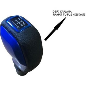 Resim Peugeot 206 Deri Kaplama Mavi Spor Vites Topuzu Ve Körügü 539347441 