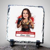 Resim Karikatürlü En Başarılı Kadın Kick Boksçu Dekoratif Taş 