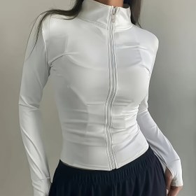 Resim Kadın Siyah Fermuarlı Uzun Kollu Yoga Üstü - Koşu, Pilates ve Fitness için Hızlı Kuruyan, Esnek Malzeme, Stand Yaka Tasarımı, Tüm Mevsimler İçin Çok Yönlü Ceket, Fitness Ceketi | Minimalist Tarz | Fermuarlı Ceket 