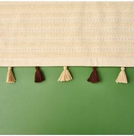 Resim Püsküllü Ayak Havlusu - Bej - 50X70 Cm 