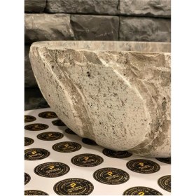 Resim Doğal Taş Silver Traverten Patlatma Modelli 41X41X14 