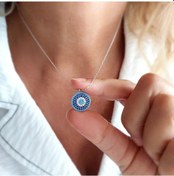 Resim Vaoov 925 Ayar Gümüş Rodyumlu Nazar Kolye 