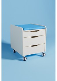 Resim Creo Mobili Çekmeceli Tekerlekli Sirius Keson, Oturulabilir Ofis Ve Ev Komodini, Ekru/mavi 