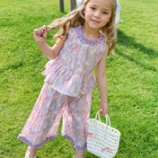 Resim Kızlar için Ruffled Boyunlu Tulip Yelek Üstü + Tulip Geniş Bacaklı Pantolon, Gençler için Rahat Yazlık Kıyafet, Dokuma Kumaş, Kolsuz, Rahat Kesim, Dolgu Yok, Rahat Kıyafetler için Mükemmel, Rahat Yazlık Kıyafet|Ruffled Boyunlu Üst|Dokuma Kumaş, Dış Mekanlar için 