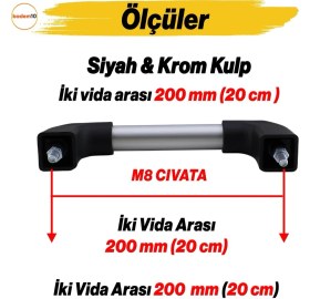 Resim Krom ve Siyah Renkli 20 cm Profil Boru Tutamak, Çok Amaçlı Kullanım Için Ideal 