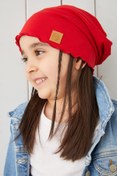 Resim Babygiz Kırmızı Kız Çocuk Bebek Şapka Bere Yumuşak %100 Pamuklu Penye Trend Seri 