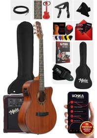 Resim Midex Phx Pro-amp Amfili Yüksek Kaliteli Masif Elektro Akustik Gitar Seti 1 Adet 