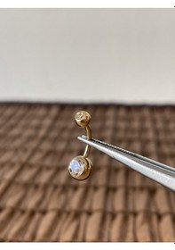 Resim Yüksek Kalite G23 Titanium Parlak Top Taşlı Titanyum Göbek Piercingi Top 10mm Altın 