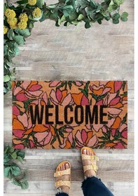 Resim Renkli Çiçekler, Kapı Önü Paspası, Dijital Baskı 