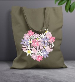 Resim Bk Gift Anneler Günü Tasarımlı Haki Kumaş Bez Çanta, Baskılı Omuz Çantası, Alışveriş Çantası, Anneler Günü Hediyesi, Anneye Hediye-3 Çok Renkli 