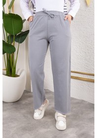 Resim Nevayla Moda Beli Lastikli Keten Pantolon - Gri / A0104 Gri 